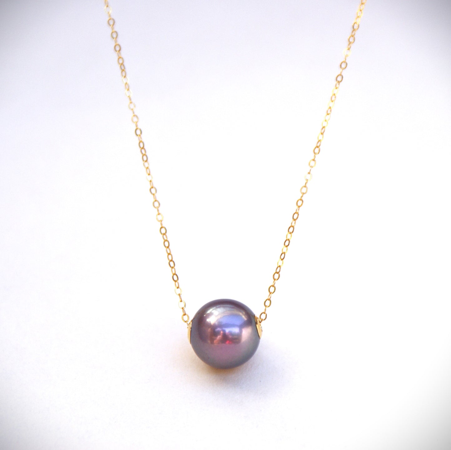 Floating Lavender Freshwater Pearl 9-10mm Pendant Necklace [length: 43cm adjustable] (PN0010)