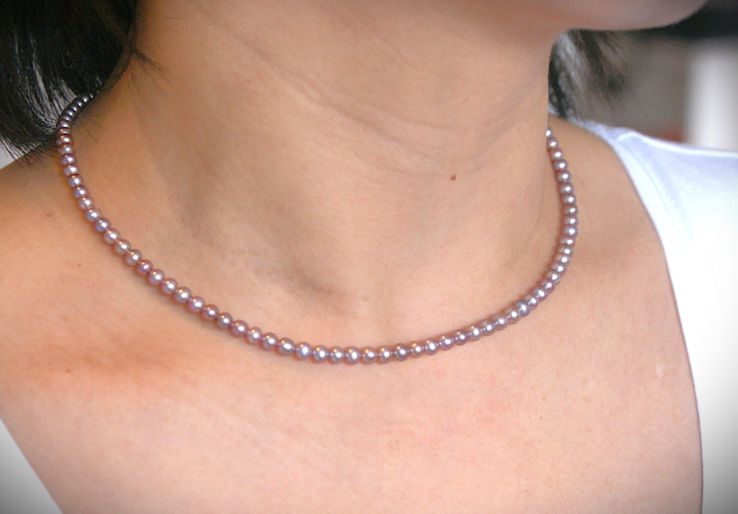 Freshwater Pearl Necklace Lavender 4mm [length: 38cm+5cm] (PN0020)