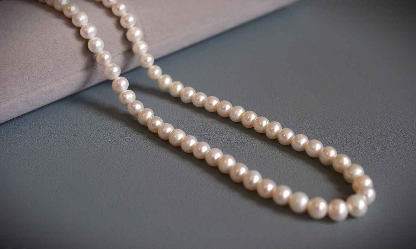 Freshwater Pearl Necklace 6-7mm Round (length: 40cm+5cm) (PN0003)