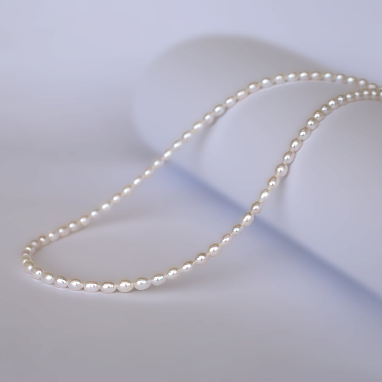 Freshwater Rice Pearl Necklace 3.5-4mm (length: 40cm+5cm) (PN0002)