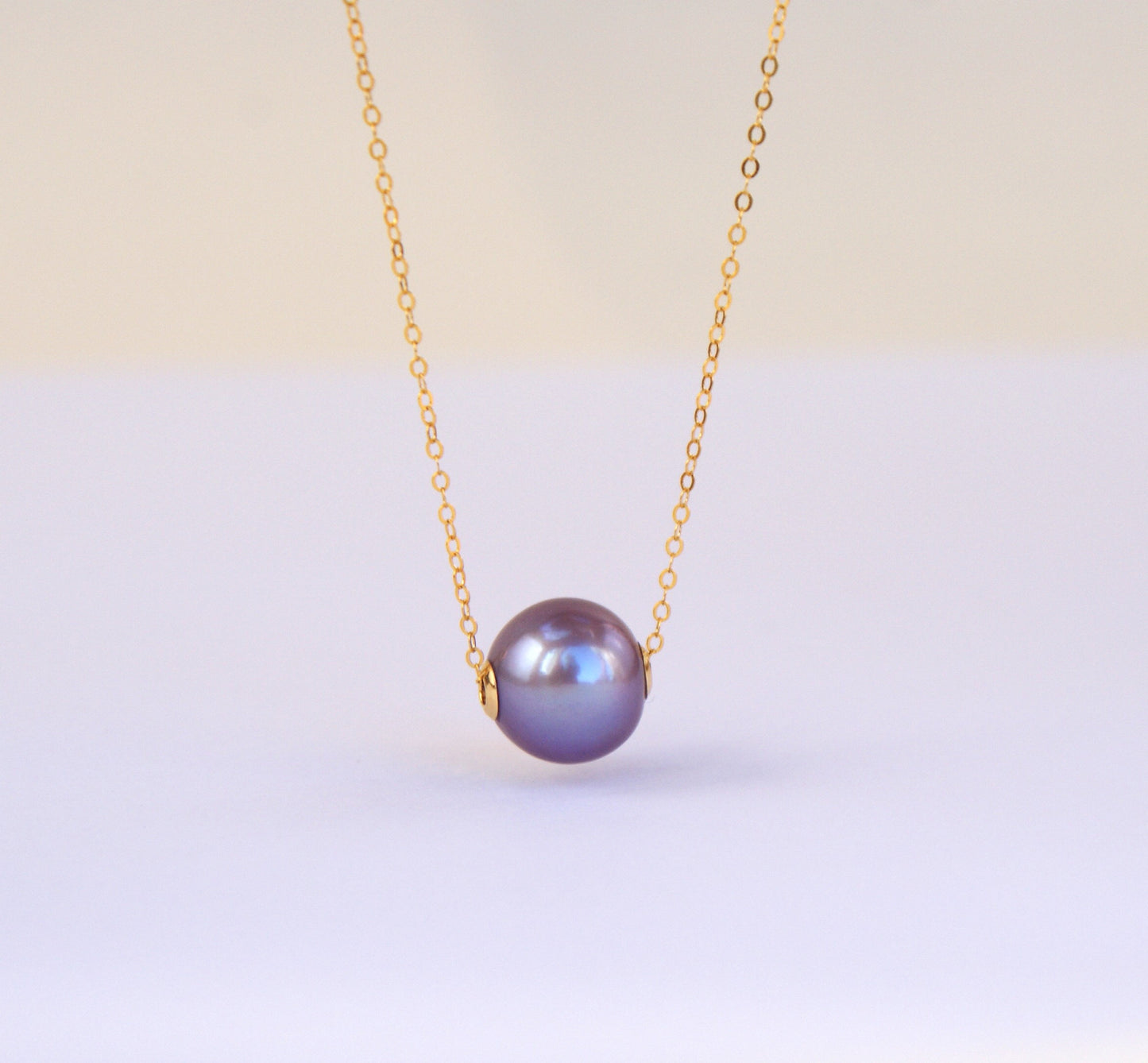 Floating Lavender Freshwater Pearl 9-10mm Pendant Necklace [length: 43cm adjustable] (PN0010)