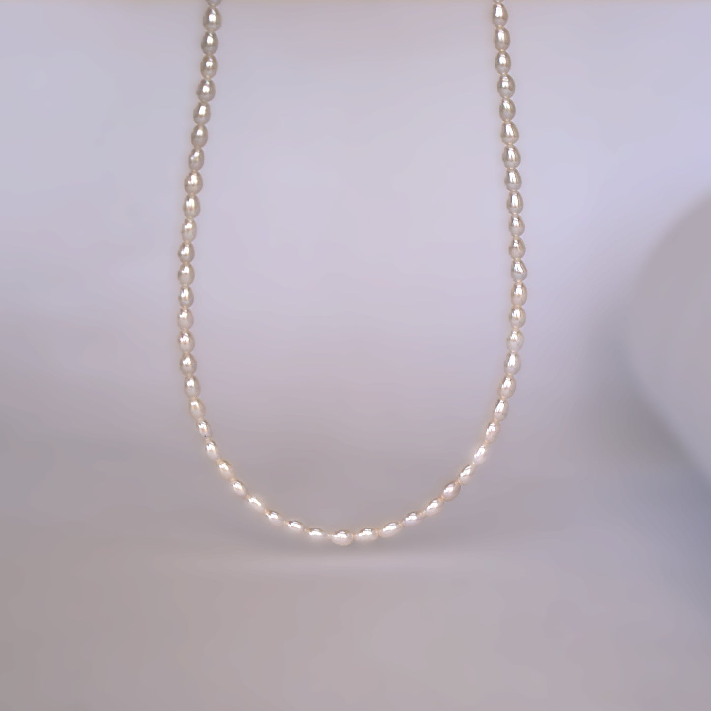 Freshwater Rice Pearl Necklace 3.5-4mm (length: 40cm+5cm) (PN0002)