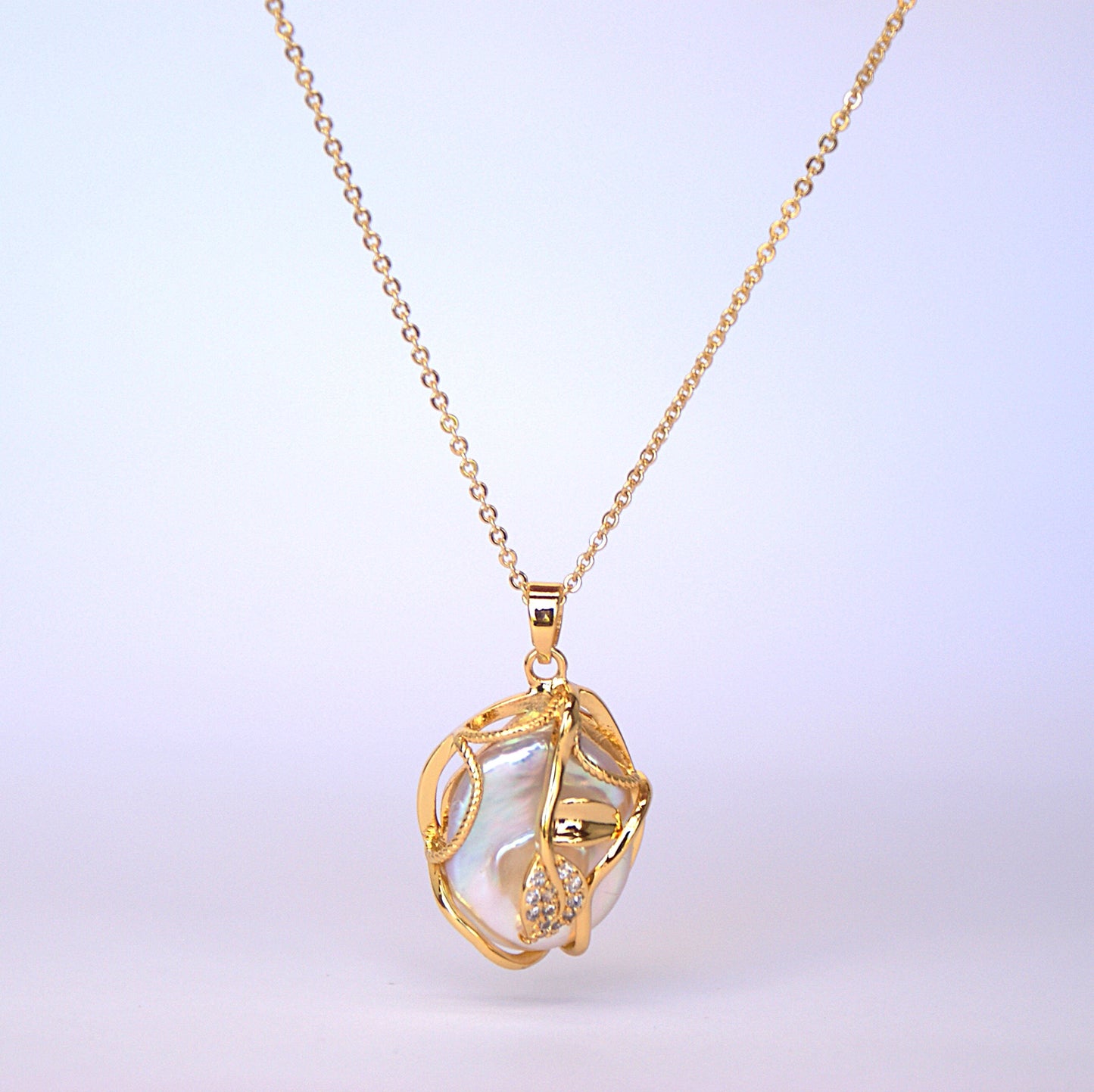 Baroque 14K Gold-Plated Fashion Pendant Necklace [Length: 45cm adjustable] (PN0012)