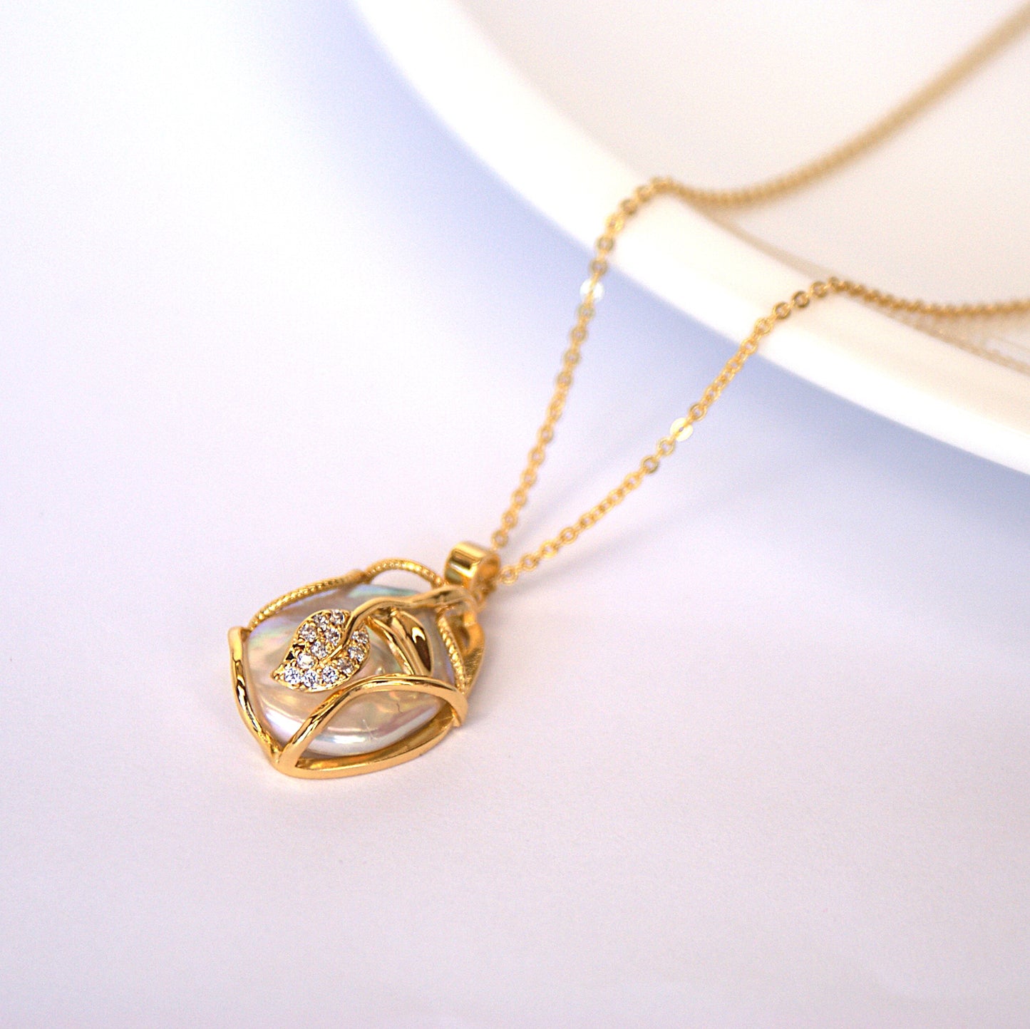 Baroque 14K Gold-Plated Fashion Pendant Necklace [Length: 45cm adjustable] (PN0012)