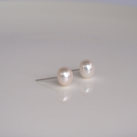 Freshwater Pearl Stud Earrings S925 Bun-shaped (PE0006)