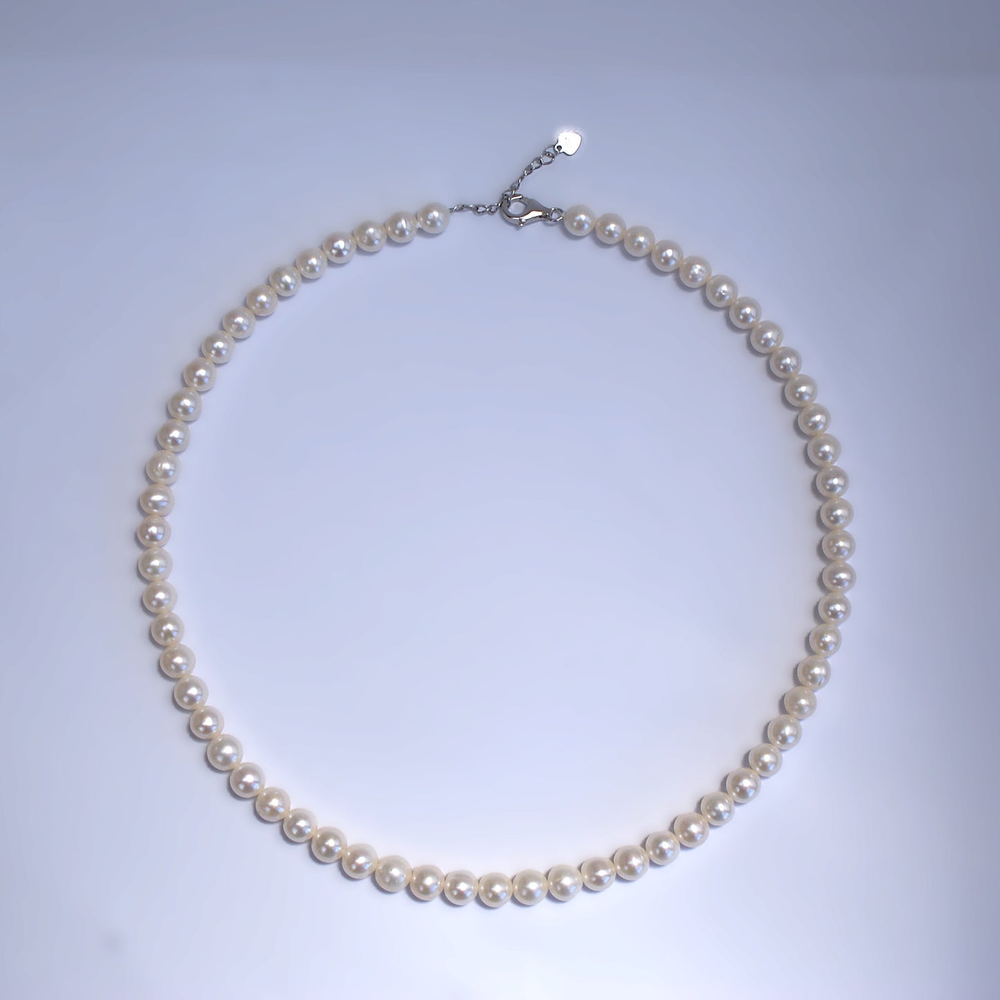 Freshwater Pearl Necklace 6mm Round Non-nucleated [Length: 40cm+5cm] (PN0007)