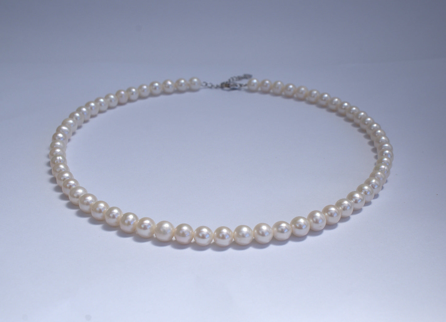 Freshwater Pearl Necklace 6mm Round Non-nucleated [Length: 40cm+5cm] (PN0007)