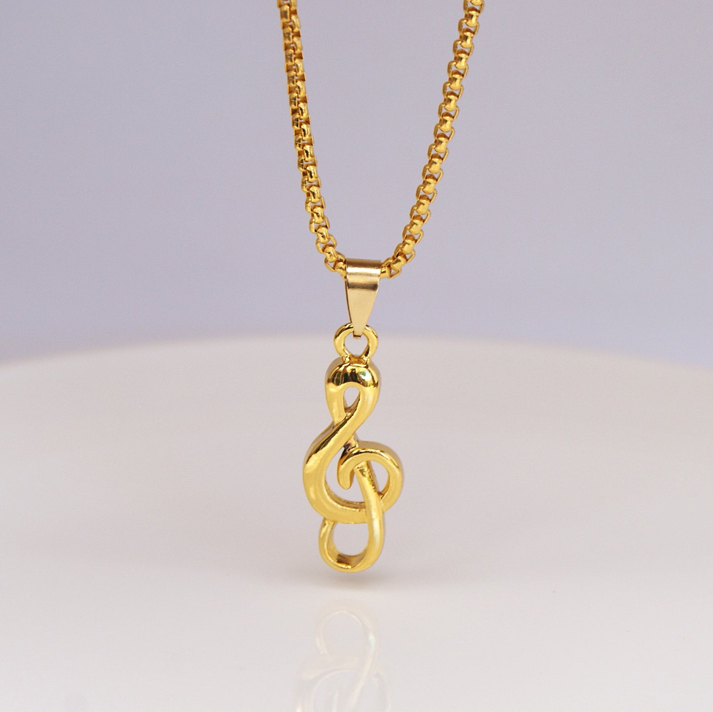 Gleaming G Clef Pendant Necklace (Gold/Silver) (FN0001)