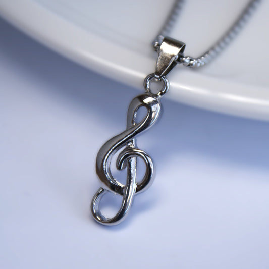 Gleaming G Clef Pendant Necklace (Gold/Silver) (FN0001)