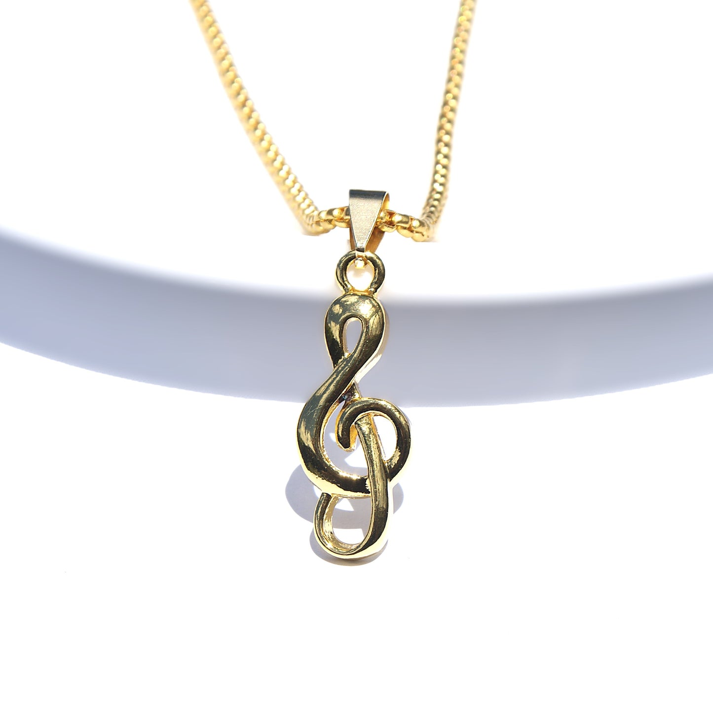 Gleaming G Clef Pendant Necklace (Gold/Silver) (FN0001)