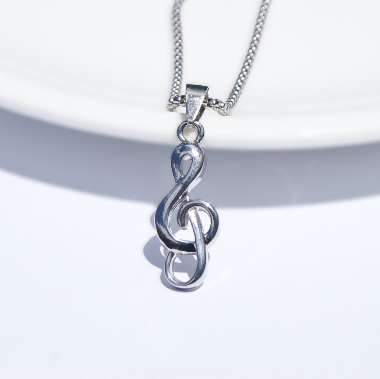 Gleaming G Clef Pendant Necklace (Gold/Silver) (FN0001)