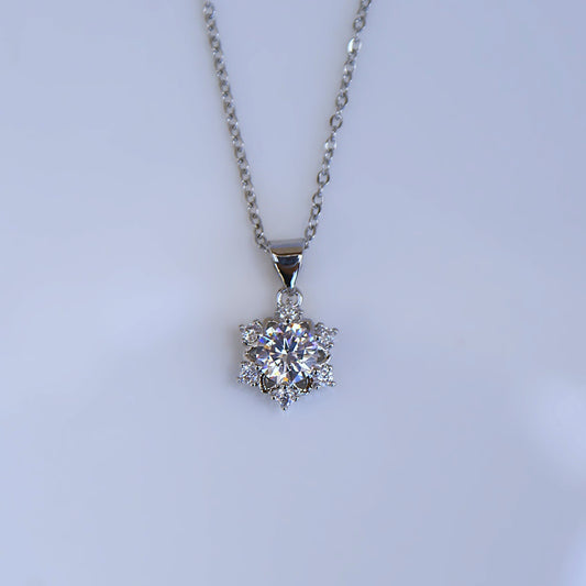 Snowflake Pendant 2ct Zircon Necklace (FN0021)