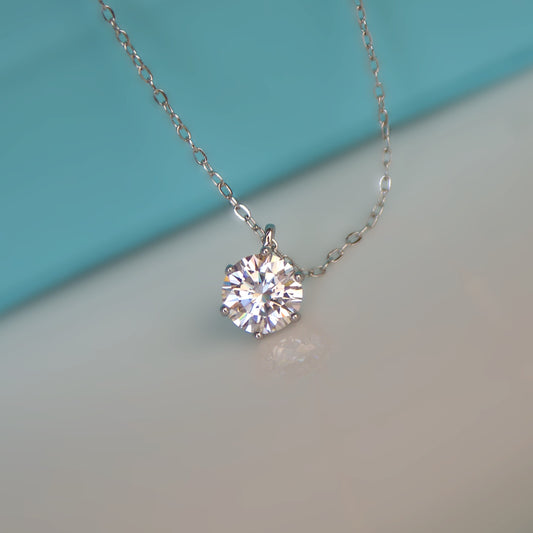 Moissanite Pendant Necklace 1ct & 2ct (FN0023)