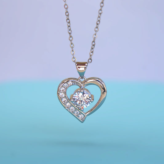 Heart Pendant 1ct Zircon Necklace (FN0022)