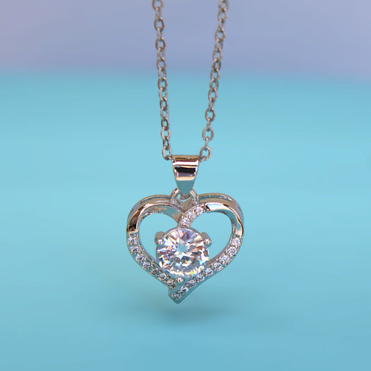 1ct Zircon Heart Shape Pendant Necklace (FN0029)