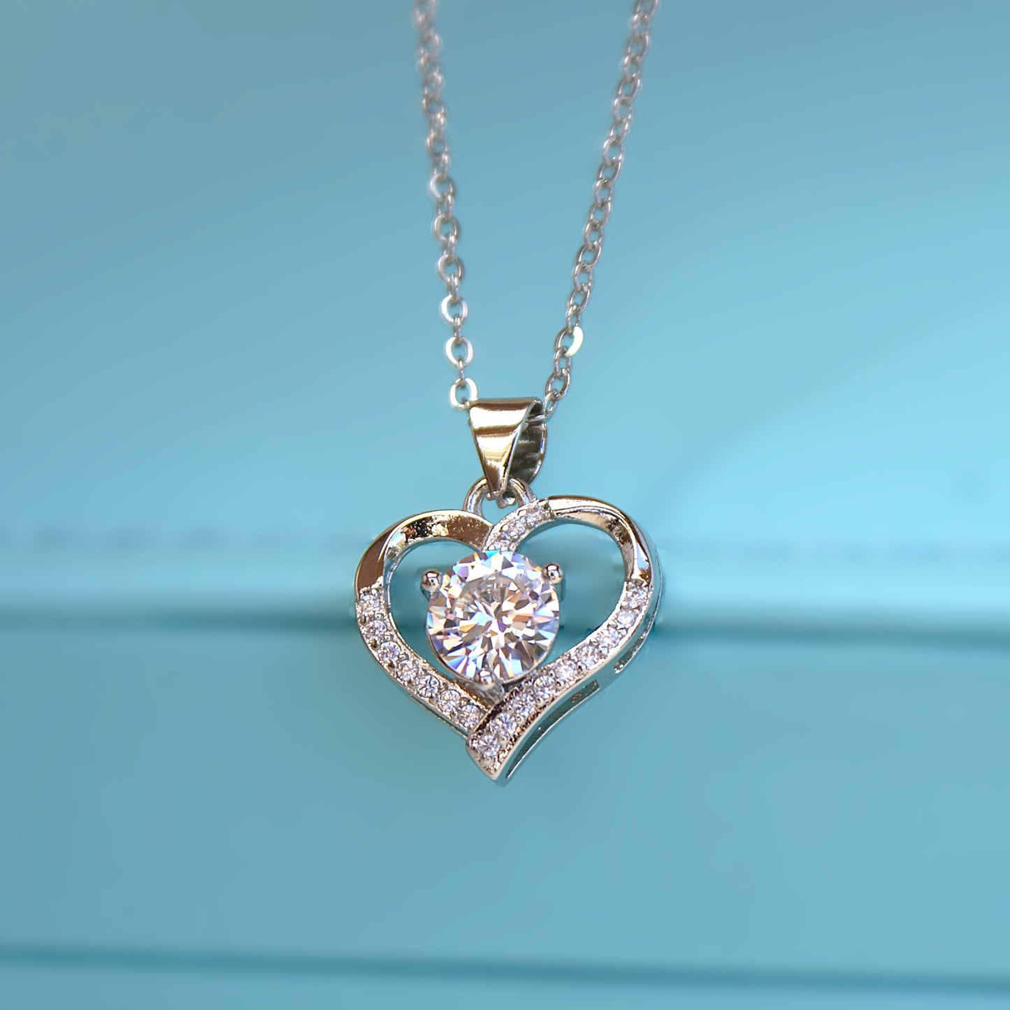 1ct Zircon Heart Shape Pendant Necklace (FN0029)