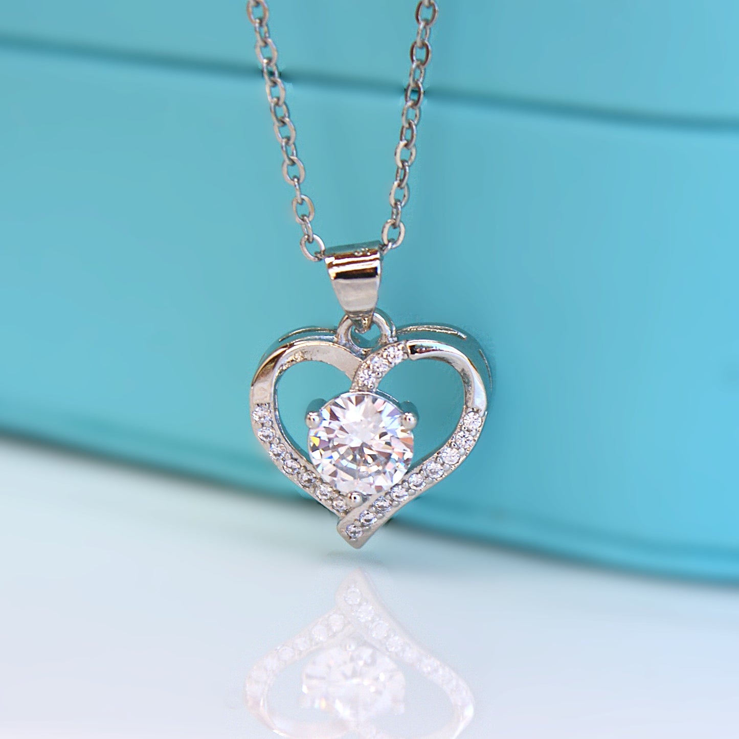 1ct Zircon Heart Shape Pendant Necklace (FN0029)