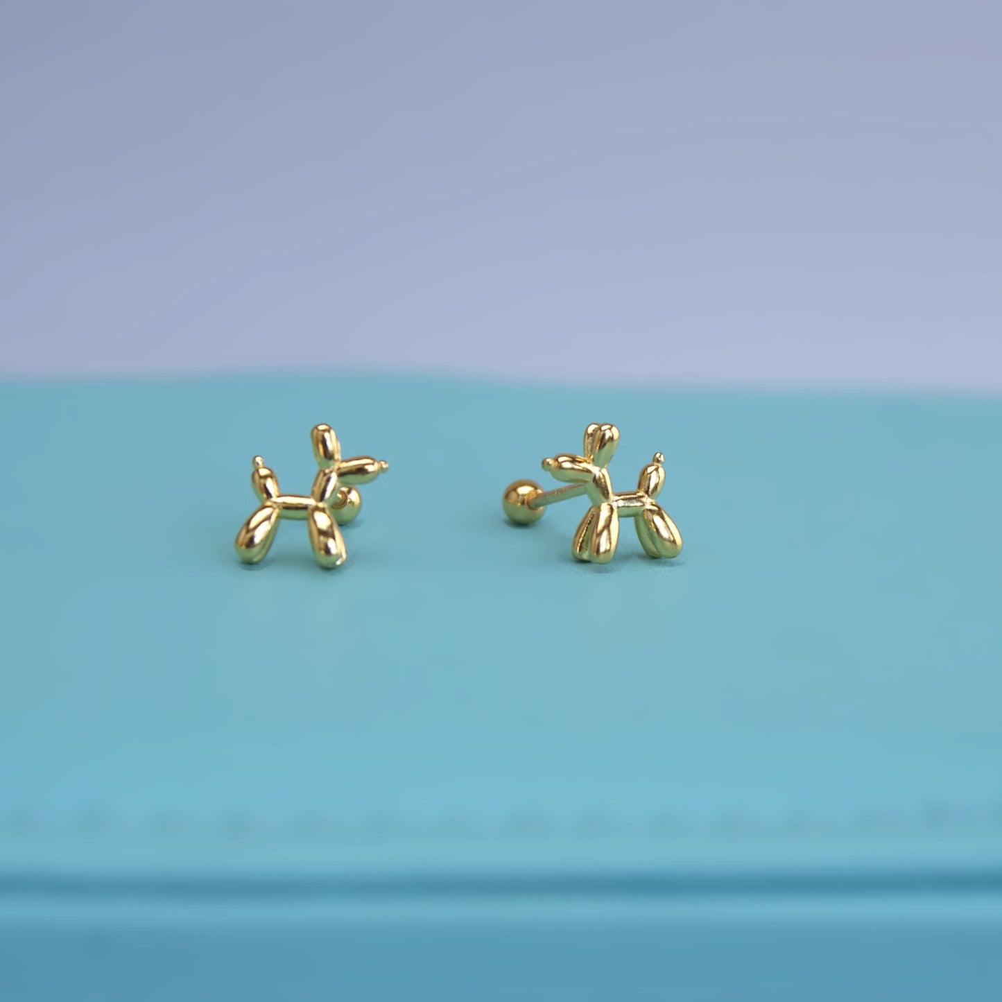 Sterling Silver Balloon Dog Stud Earrings (FE0028)