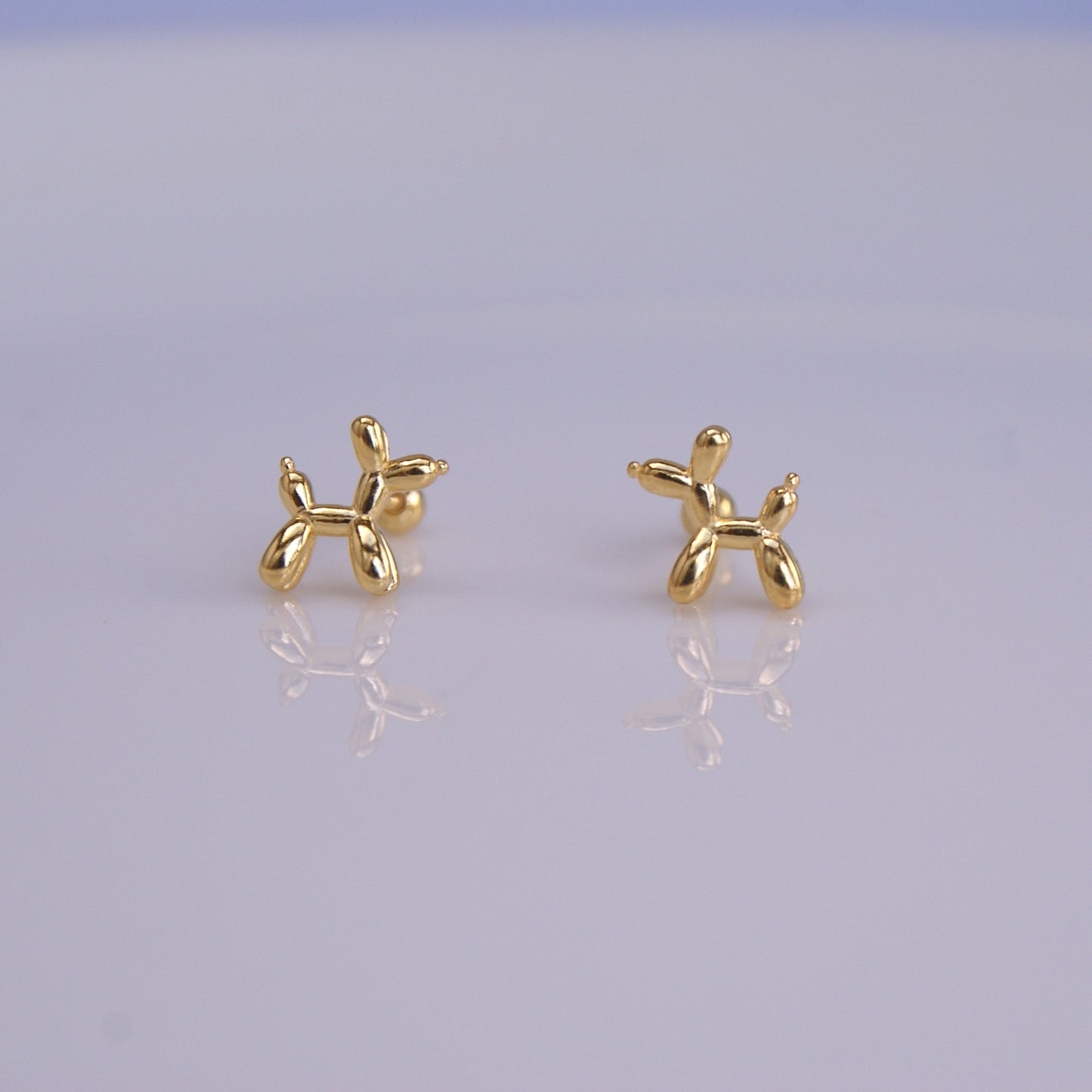 Sterling Silver Balloon Dog Stud Earrings (FE0028)