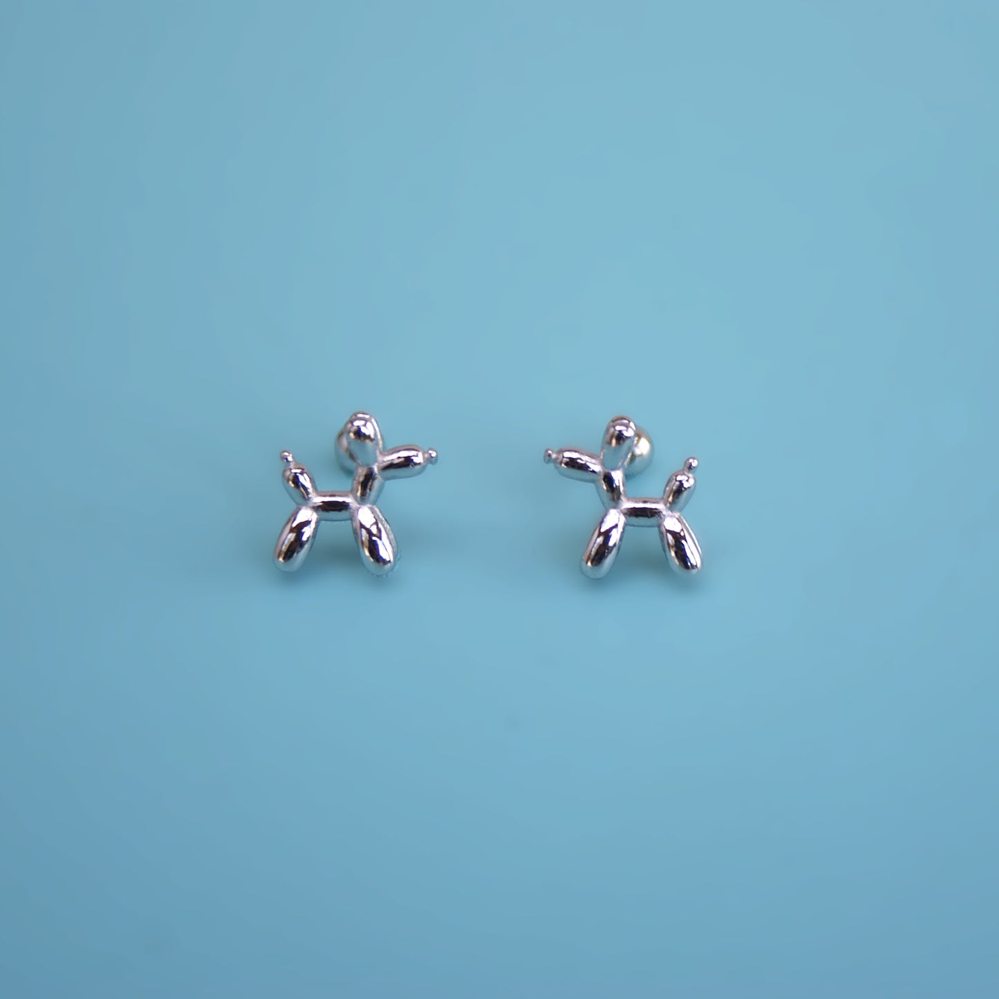 Sterling Silver Balloon Dog Stud Earrings (FE0028)