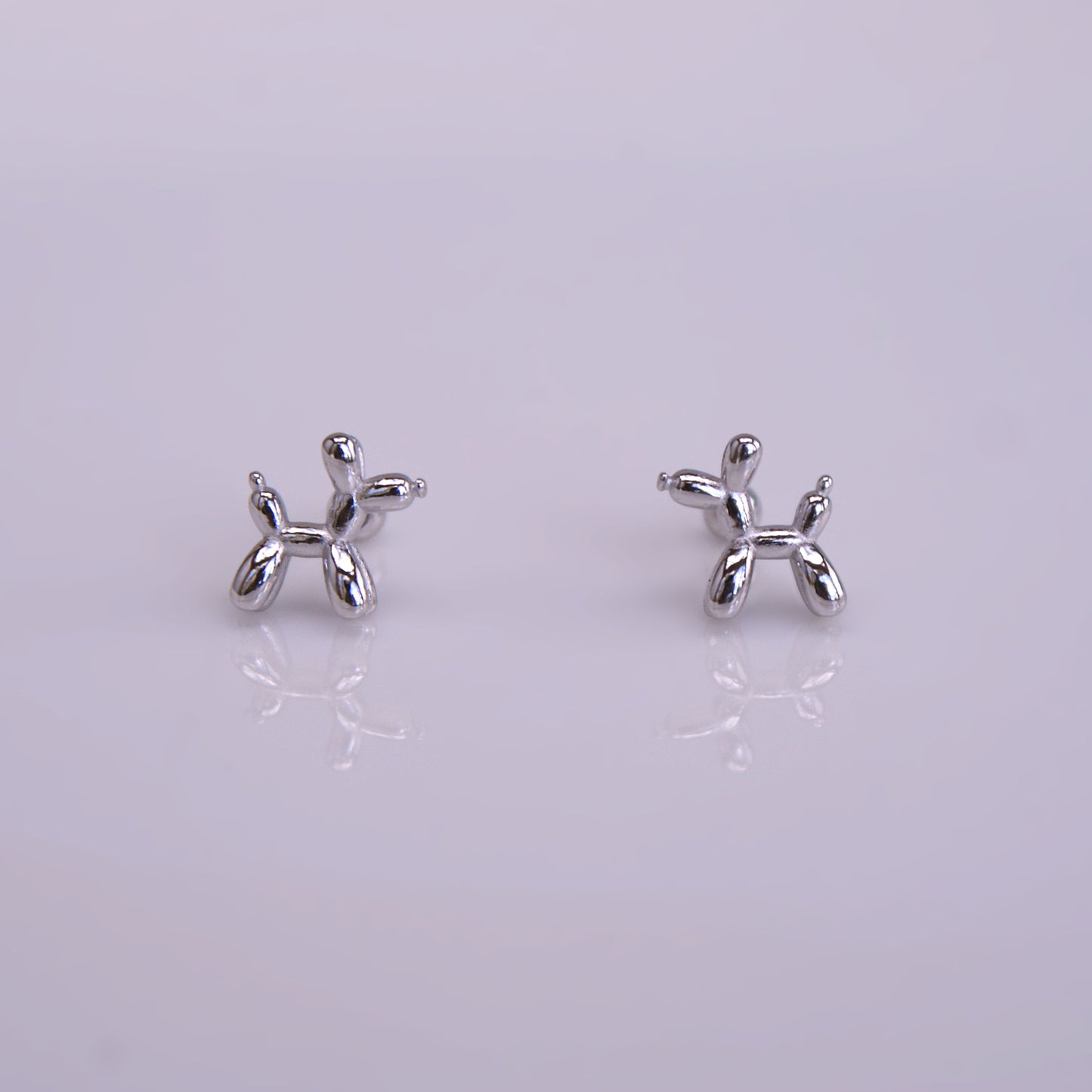 Sterling Silver Balloon Dog Stud Earrings (FE0028)