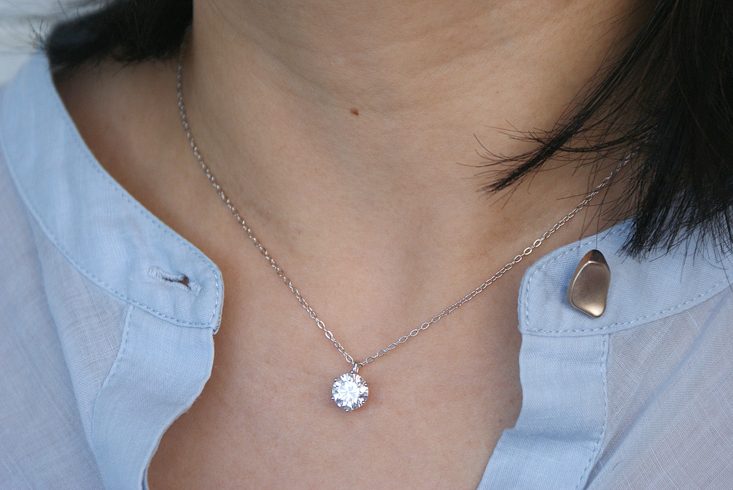 Moissanite Pendant Necklace 1ct & 2ct (FN0023)